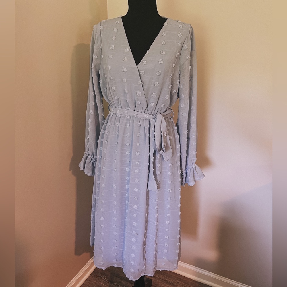 Paisley Dot Midi Dress | Blue - S